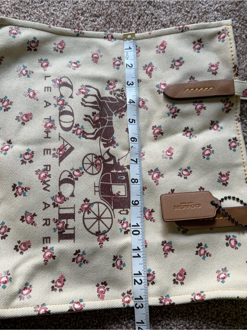 Coach Cream Canvas Tote with Pink Floral Print